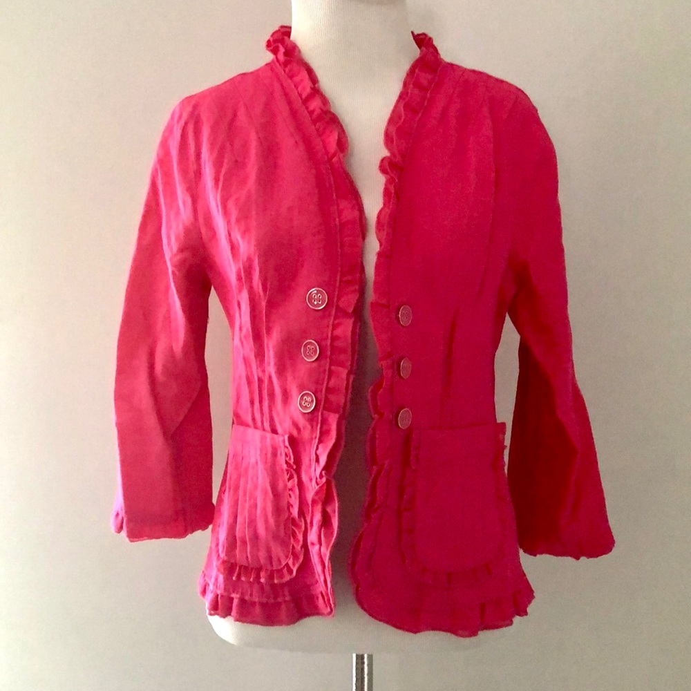 Multiples Hot Pink Open Front Jacket size SP